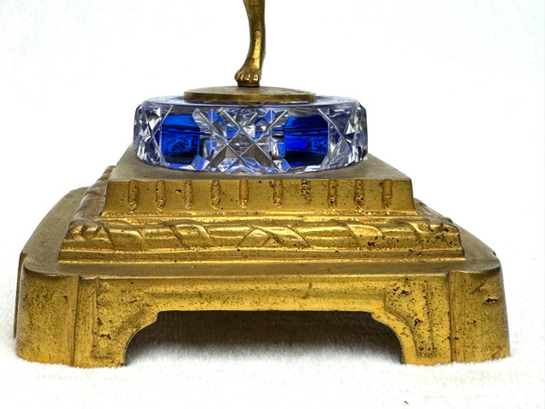 Orologio da tavolo in bronzo e cristallo Baccarat