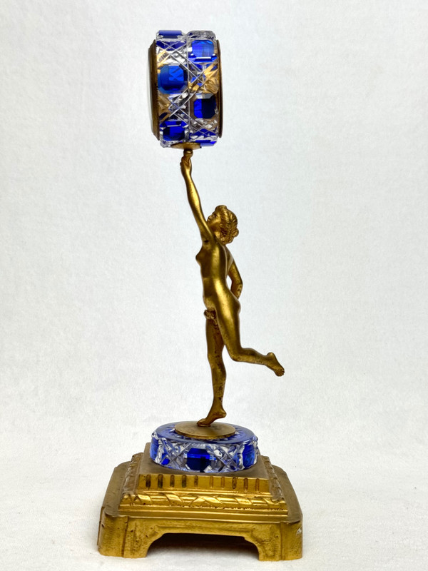 Orologio da tavolo in bronzo e cristallo Baccarat