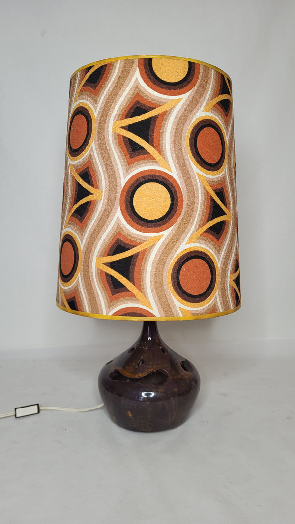 Lampada in gres firmata "Cartonnet Lourotte" / anni '70