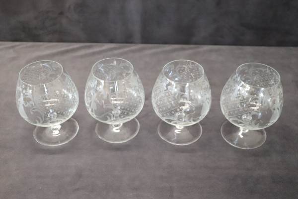 Set aus vier venezianischen Gläsern von Cognac