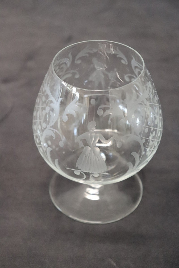 Set aus vier venezianischen Gläsern von Cognac