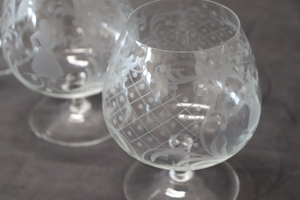 Set aus vier venezianischen Gläsern von Cognac