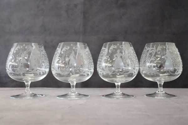Set aus vier venezianischen Gläsern von Cognac