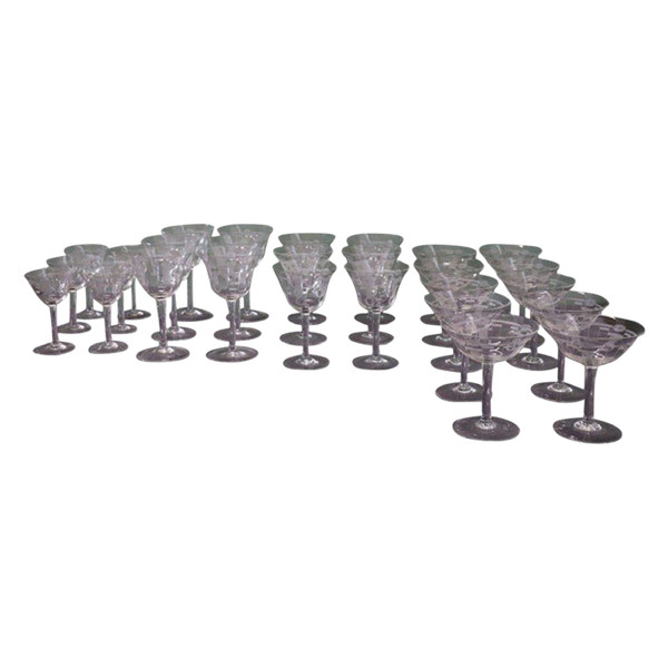 set of 28 crystal glasses