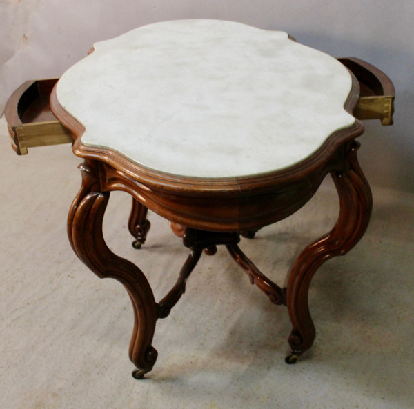 Violin Pedestal table Carrara marble top 19th century
