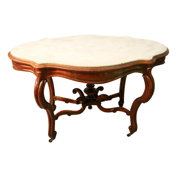 Violin Pedestal table Carrara marble top 19th century