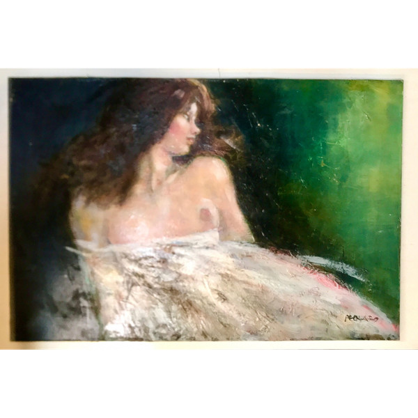 Tableau huile sur toile intitulée « Ste Nitouche » de Jacques PECNARD (1922/2012)