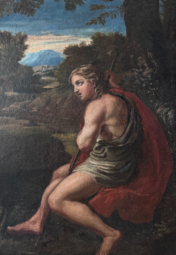Scuola italiana "San Giovanni Battista" XVII secolo (Olio su tela)