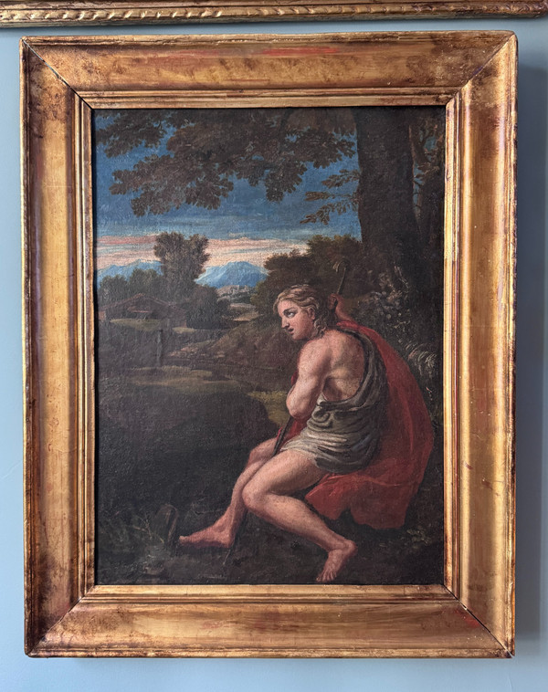 Scuola italiana "San Giovanni Battista" XVII secolo (Olio su tela)