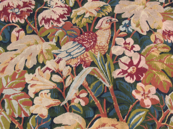 Arazzo in stile rinascimentale verdure aux oiseaux XX secolo perfetto stato 183 x 119 cm