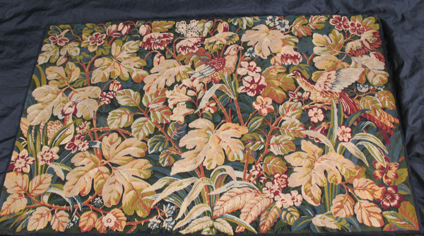 Arazzo in stile rinascimentale verdure aux oiseaux XX secolo perfetto stato 183 x 119 cm