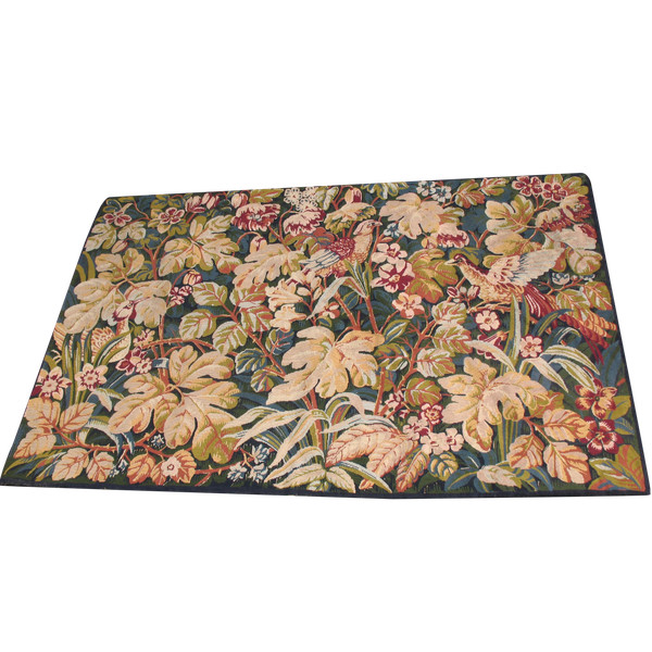 Arazzo in stile rinascimentale verdure aux oiseaux XX secolo perfetto stato 183 x 119 cm