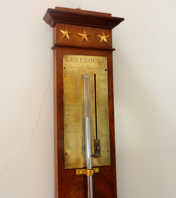 Mahogany Réaumur barometer, Restoration period, 19th century circa 1820 - 1830 by Lerebours