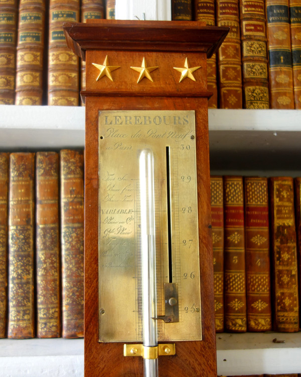 Mahogany Réaumur barometer, Restoration period, 19th century circa 1820 - 1830 by Lerebours