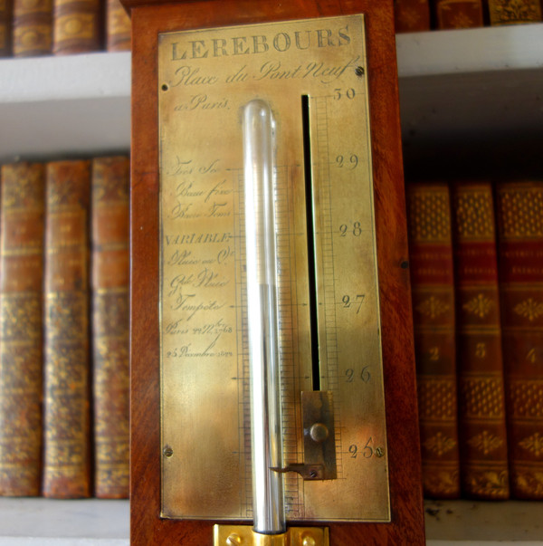 Mahogany Réaumur barometer, Restoration period, 19th century circa 1820 - 1830 by Lerebours