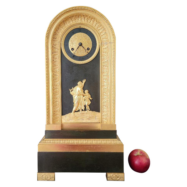 large gilt bronze and patinated "HOMERE" clock, Restoration period, 50 cm