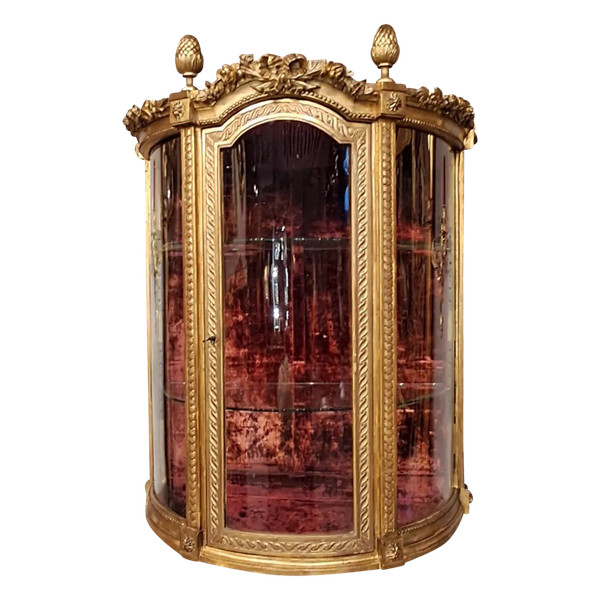 Louis XVI period display case, carved and gilded wood