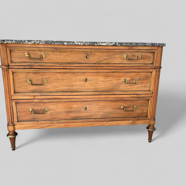 Commode En Acajou Blond D’époque Louis XVI - XVIIIème Siècle 