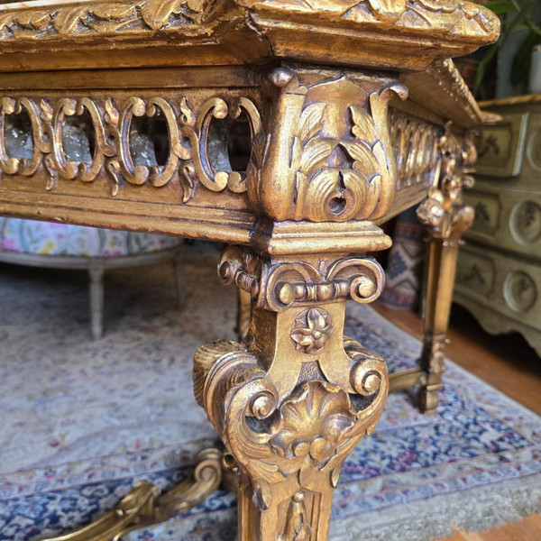Tavolo da centro in legno dorato in stile Luigi XIV, XIX secolo.