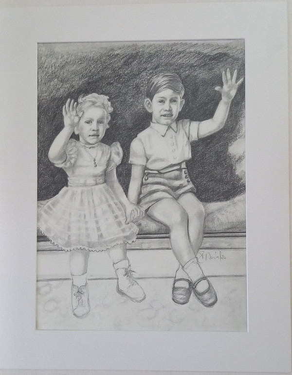 Portrait of Prince Charles and Princess Anne in 1952