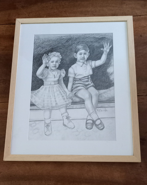 Portrait of Prince Charles and Princess Anne in 1952