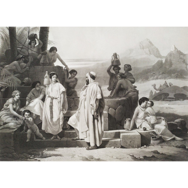 19th c morientalist Engraving By Rollet Etching Old Print 