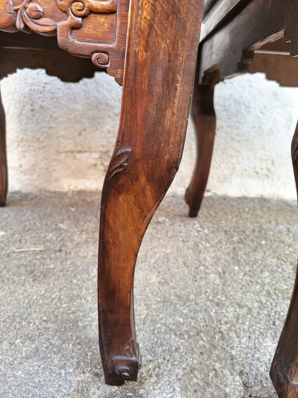 Paire De Fauteuils En Bois Sculpté, Chine, Fin XIXème Début XXème Siècle