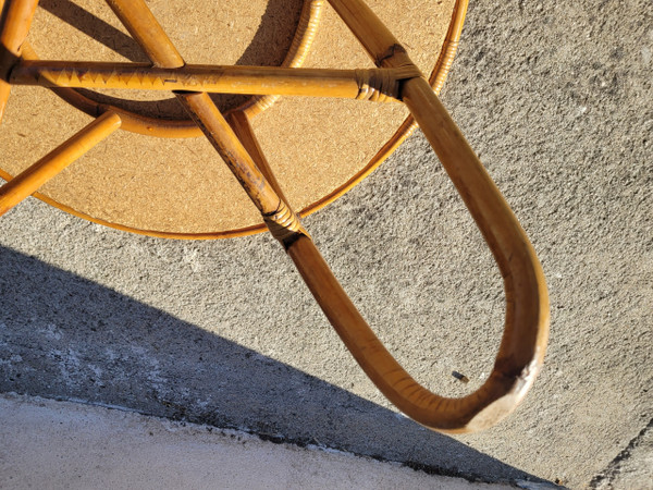 Table basse en bambou dans le gout de Louis Sognot vintage