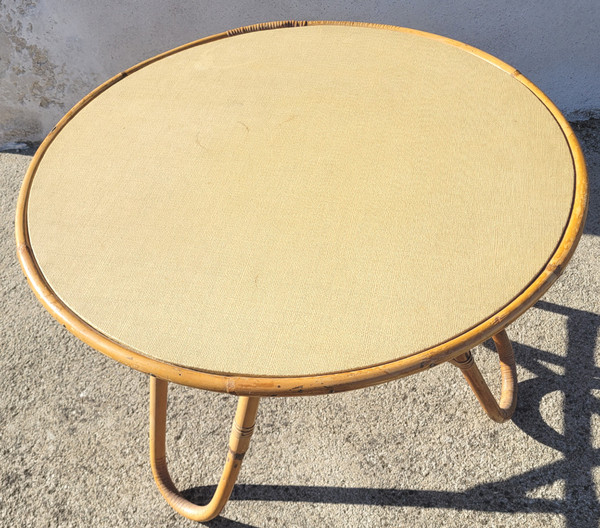 Table basse en bambou dans le gout de Louis Sognot vintage