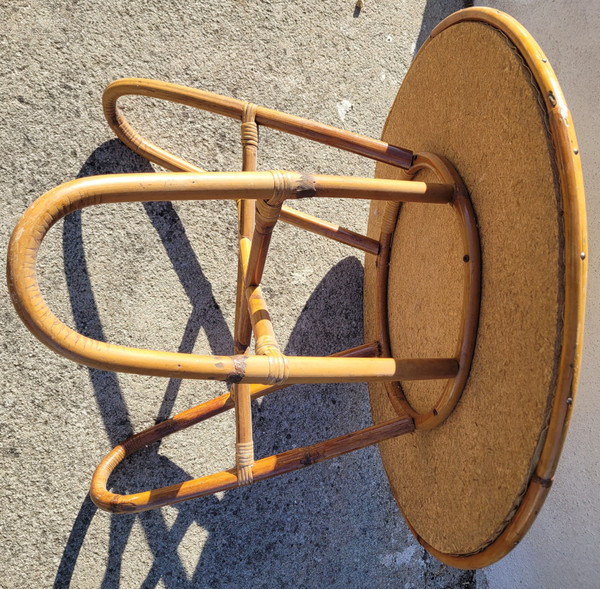 Table basse en bambou dans le gout de Louis Sognot vintage