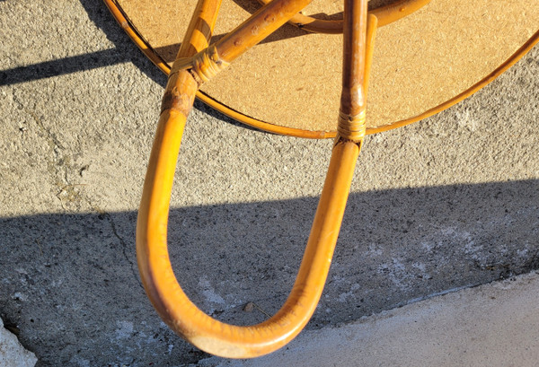 Table basse en bambou dans le gout de Louis Sognot vintage
