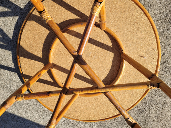 Table basse en bambou dans le gout de Louis Sognot vintage