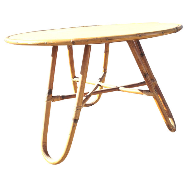 Table basse en bambou dans le gout de Louis Sognot vintage