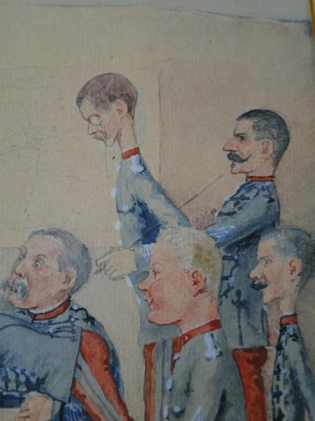Aquarell auf Papierkarikatur von Gressot Colonel de Lignières 2. Jägerregiment