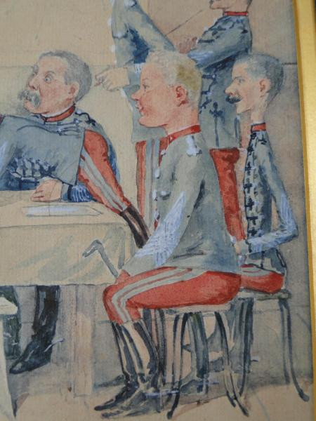 Aquarell auf Papierkarikatur von Gressot Colonel de Lignières 2. Jägerregiment
