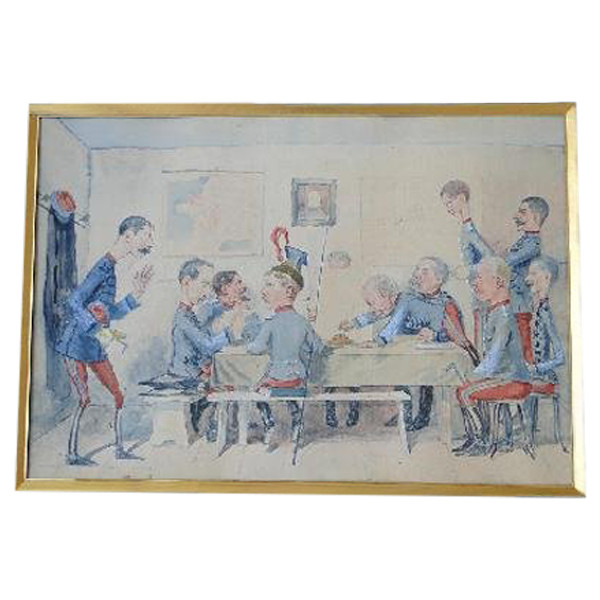 Aquarell auf Papierkarikatur von Gressot Colonel de Lignières 2. Jägerregiment