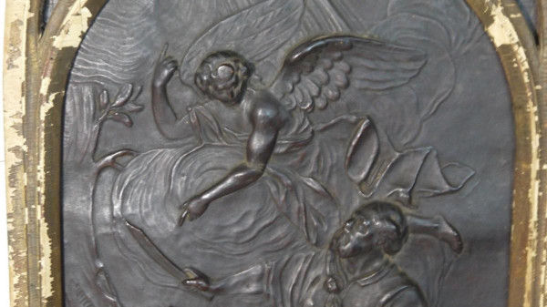 Cornice in pelle Scena religiosa gotica del XIX secolo