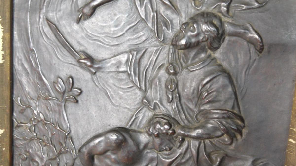 Cornice in pelle Scena religiosa gotica del XIX secolo