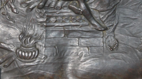 Cornice in pelle Scena religiosa gotica del XIX secolo