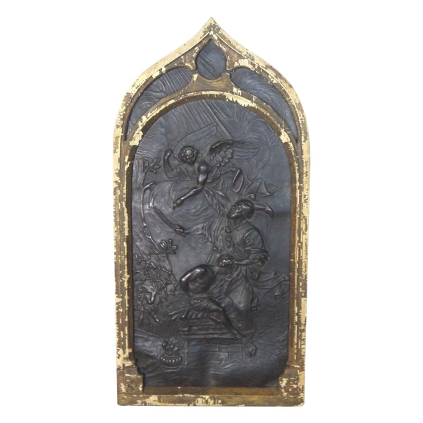 Cornice in pelle Scena religiosa gotica del XIX secolo
