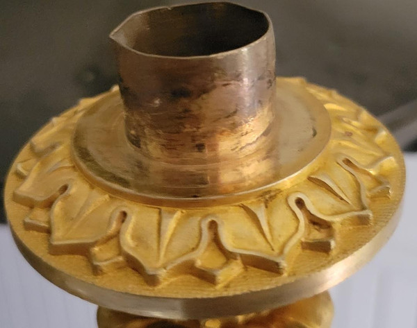 Kronleuchter aus vergoldeter und patinierter Bronze aus der Restaurationszeit