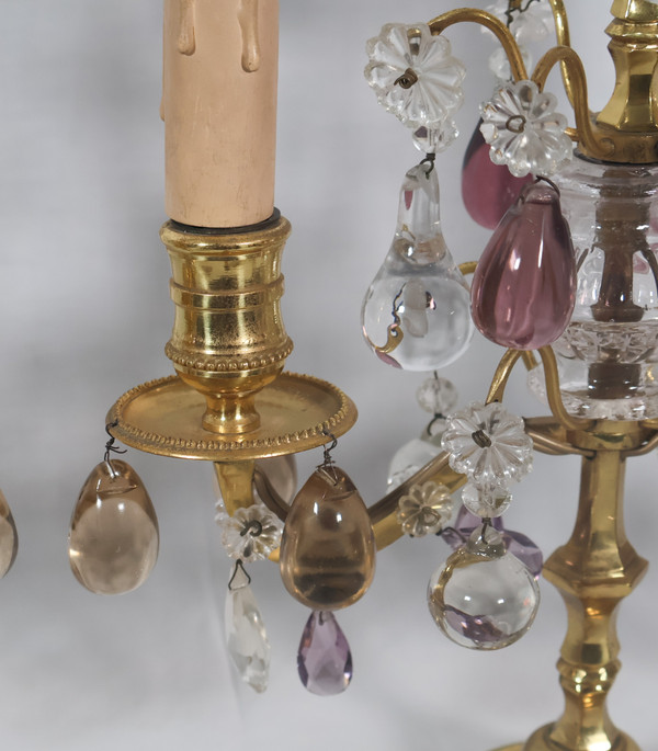 Coppia di girandole in bronzo dorato dell'epoca di Napoleone III