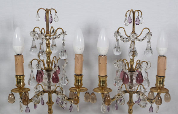 Coppia di girandole in bronzo dorato dell'epoca di Napoleone III