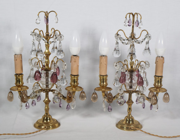 Coppia di girandole in bronzo dorato dell'epoca di Napoleone III