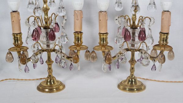 Coppia di girandole in bronzo dorato dell'epoca di Napoleone III
