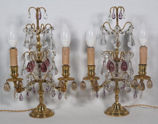 Coppia di girandole in bronzo dorato dell'epoca di Napoleone III
