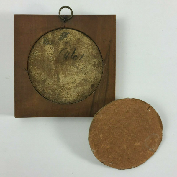 Miniature sous verre scène de bataille avec chevaux XIXe cadre en bois