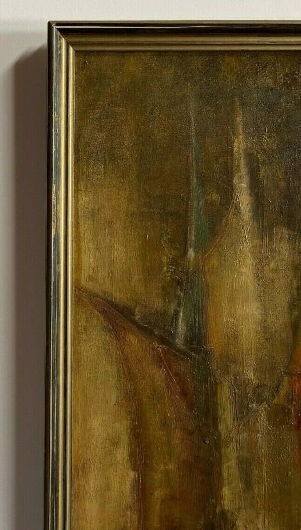 Huile sur carton par Bernardo composition abstraite 1950