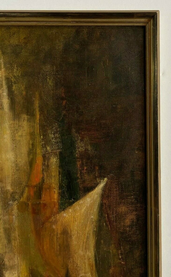 Huile sur carton par Bernardo composition abstraite 1950