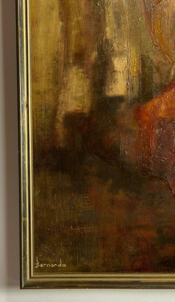 Huile sur carton par Bernardo composition abstraite 1950